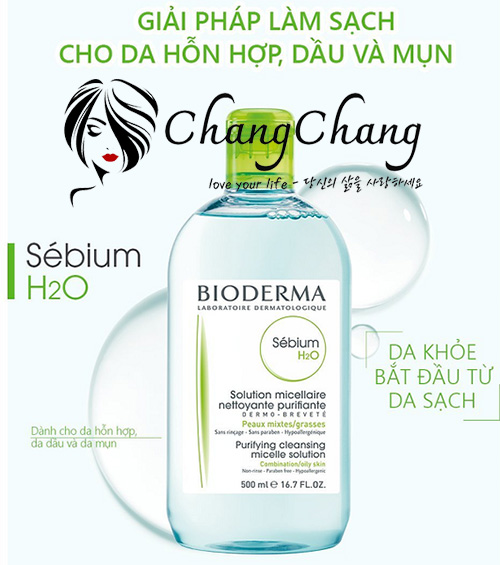 Hình ảnh minh họa của"Nước Tẩy Trang Bioderma Dành Cho Da Dầu & Hỗn Hợp 500ml Sébium H2O "