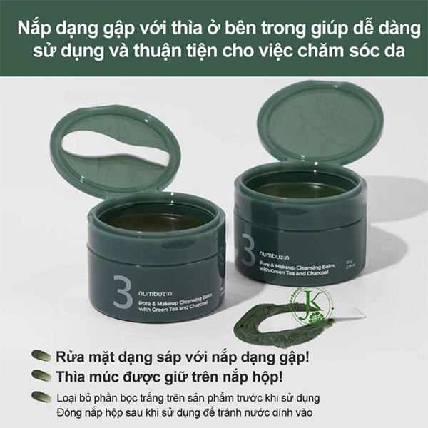 Hình ảnh minh họa củaSáp Tẩy Trang Sạch Mụn Đầu Đen Numbuzin No.3  Pore & Make Up Cleansing Balm With Green Tea And Charcoal 85g