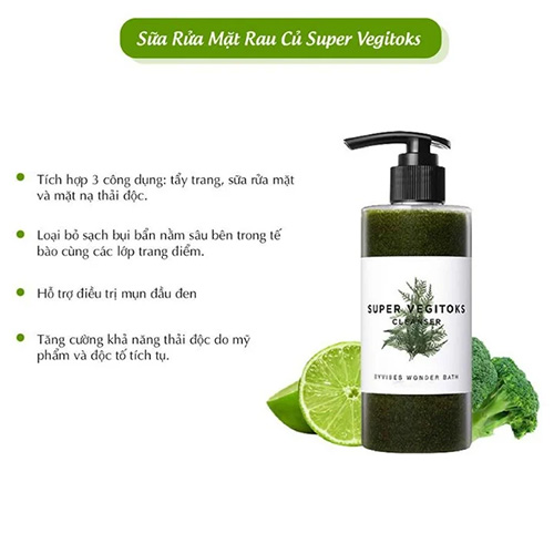 Hình ảnh minh họa củaSữa Rửa Mặt Rau Củ (Xanh) Byvibes Wonder Bath Dưỡng Ẩm Da 300ml Super Vegitoks Cleanser Green