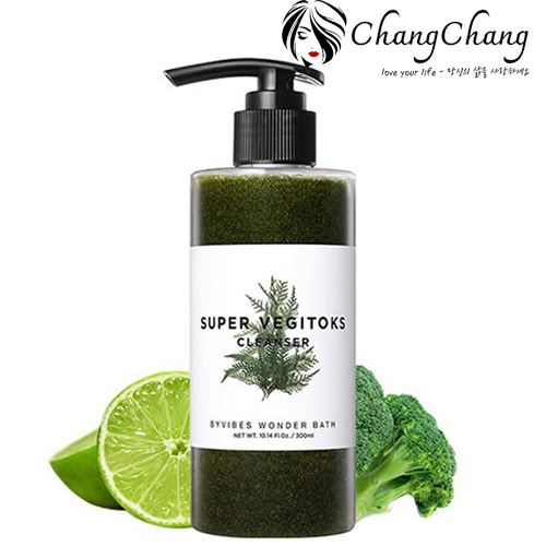 Hình ảnh minh họa củaSữa Rửa Mặt Rau Củ (Xanh) Byvibes Wonder Bath Dưỡng Ẩm Da 300ml Super Vegitoks Cleanser Green