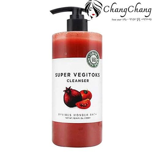 Hình ảnh minh họa củaSữa Rửa Mặt Rau Củ (Đỏ) Byvibes Wonder Bath Săn Chắc Da 300ml Super Vegitoks Cleanser Red