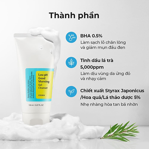 Hình ảnh minh họa củaSữa rửa mặt Cosrx 150ml / Low PH Good Morning Gel Cleanser