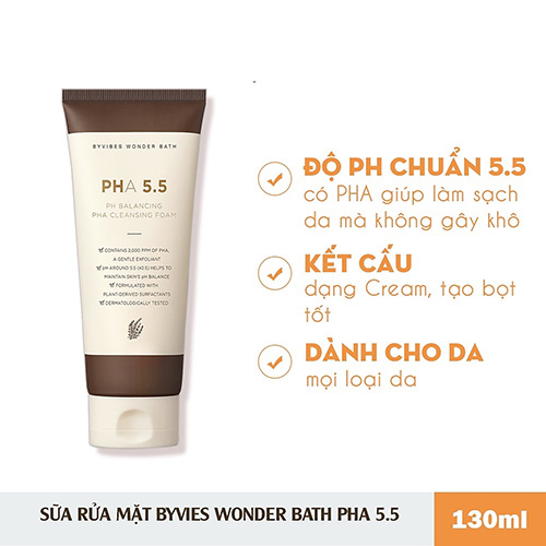 Hình ảnh minh họa củaSữa Rửa Mặt Byvibes Wonder Bath PHA 5.5 Dịu Nhẹ 130ml