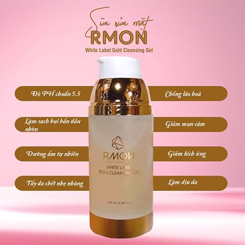 Hình ảnh minh họa củaSữa Rửa Mặt Tế Bào Gốc Rmon White Label Gold Cleansing Gel 120ml