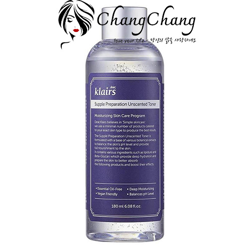 Toner Klairs Không Mùi Cho Da Nhạy Cảm 180ml Supple Preparation Unscented Toner