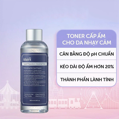 Hình ảnh minh họa củaToner Klairs Không Mùi Cho Da Nhạy Cảm 180ml Supple Preparation Unscented Toner