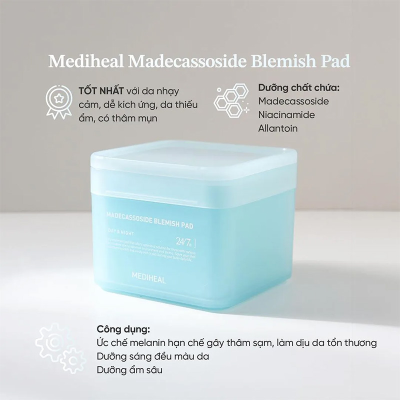 Hình ảnh minh họa củaToner Pad Mediheal Madecassoside Blemish Pad (xanh dương)