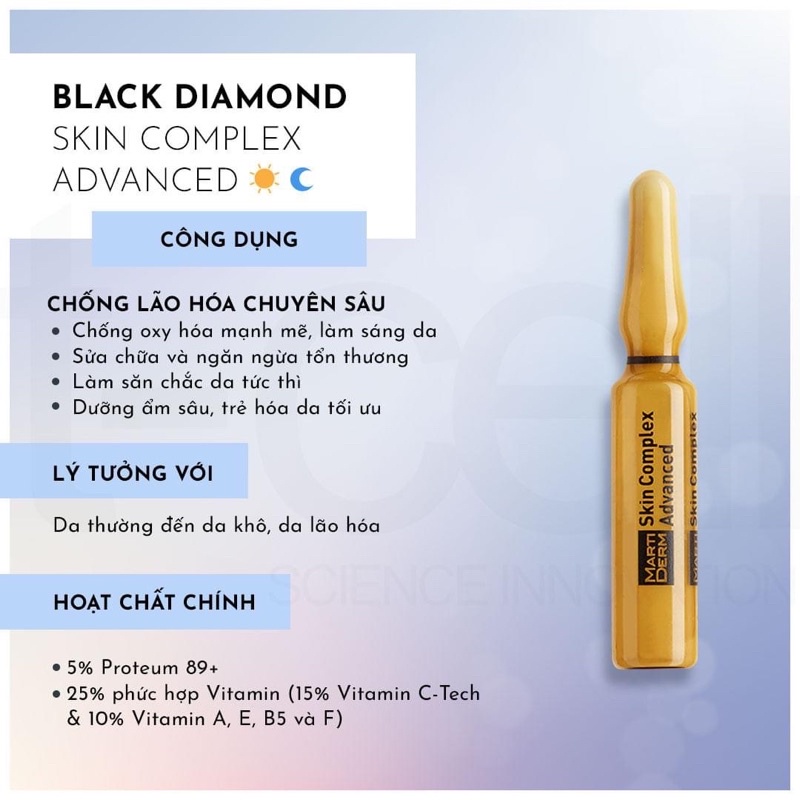 Hình ảnh minh họa củaAmpoule Chống Oxy Hoá, Trẻ Hóa & Làm Sáng Da - MartiDerm Black Diamond Skin Complex Advanced