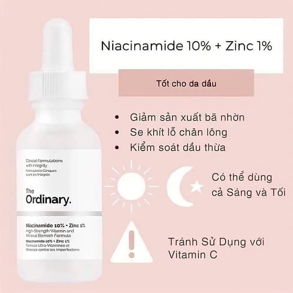 Hình ảnh minh họa củaSerum trị mụn, se khít lỗ chân lông The Ordinary Niacinamide 10% + Zinc 1%