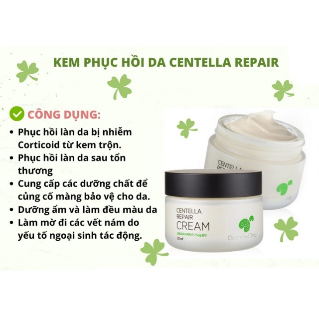 Hình ảnh minh họa củaKem Dưỡng GoodnDoc Rau Má Dưỡng Ẩm Phục Hồi Da 50ml Centella Repair Cream