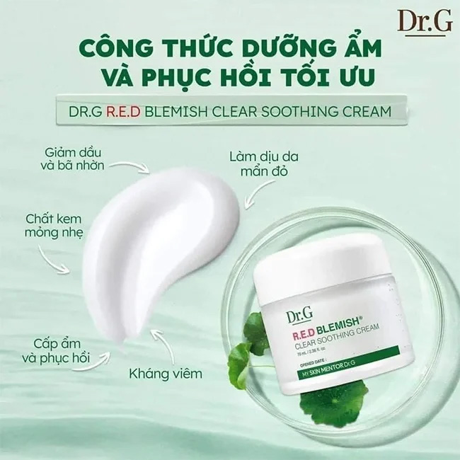 Hình ảnh minh họa củaKem Dưỡng Dr.G Cấp Ẩm Và Phục Hồi Sâu Cho Da 70ml R.E.D Blemish Clear Soothing Cream