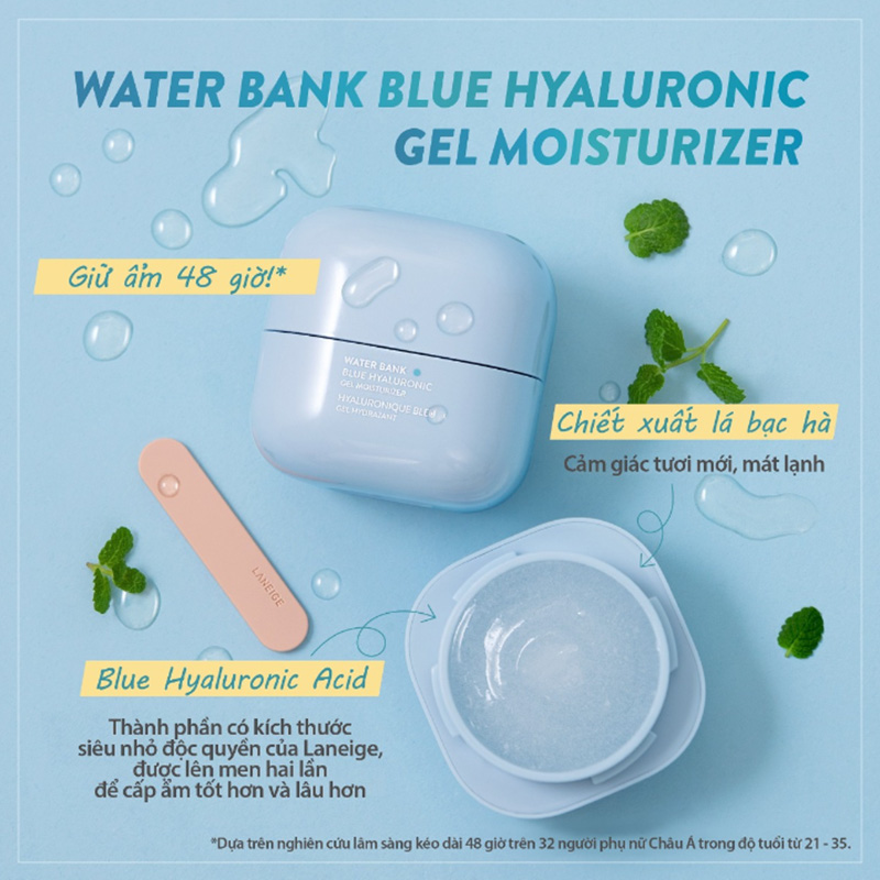 Hình ảnh minh họa củaKem Dưỡng Ẩm Cho Da Dầu, Da Hỗn Hợp Laneige Water Bank Blue HA Gel Moisturizer