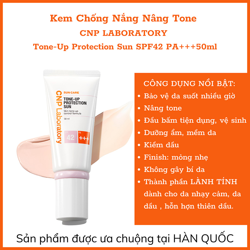 Hình ảnh minh họa củaKem Chống Nắng CNP Laboratory Nâng Tông Da 50ml Tone-Up Protection Sun SPF42 PA+++