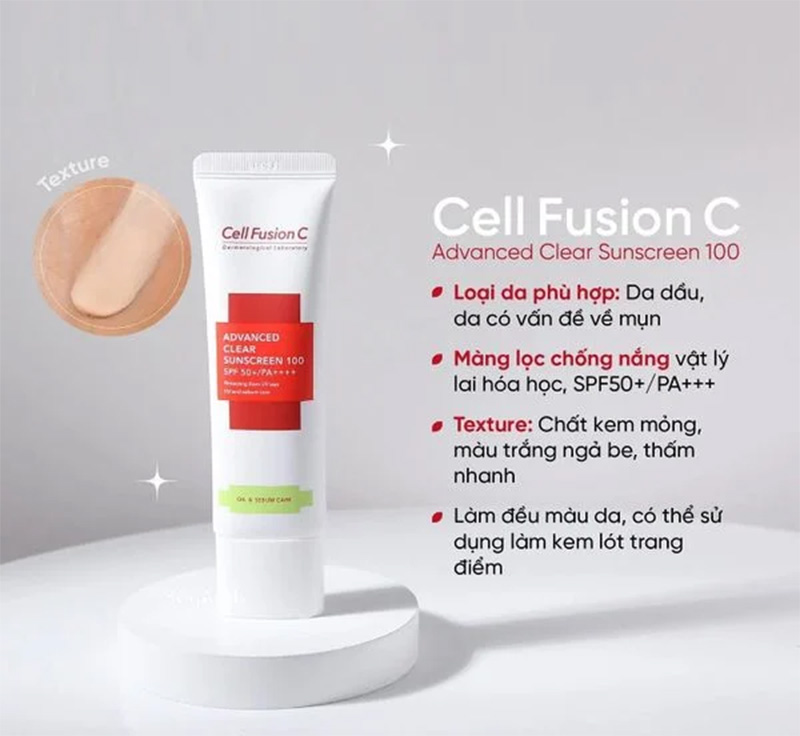 Hình ảnh minh họa củaKem Chống Nắng Cell Fusion C Advanced Clear Sunscreen Oil & Sebum Care SPF50+ PA++++ 50ml (xanh lá)