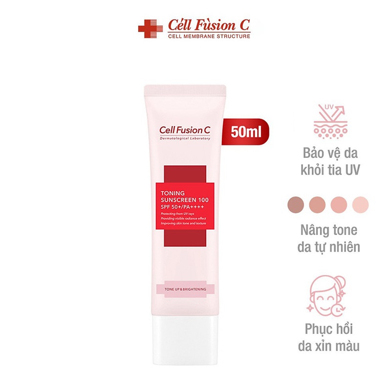 Hình ảnh minh họa củaKem Chống Nắng Nâng Tone Cell Fusion C Tone Up & Brightening 50ml SPF50+ PA++++ (Hồng)