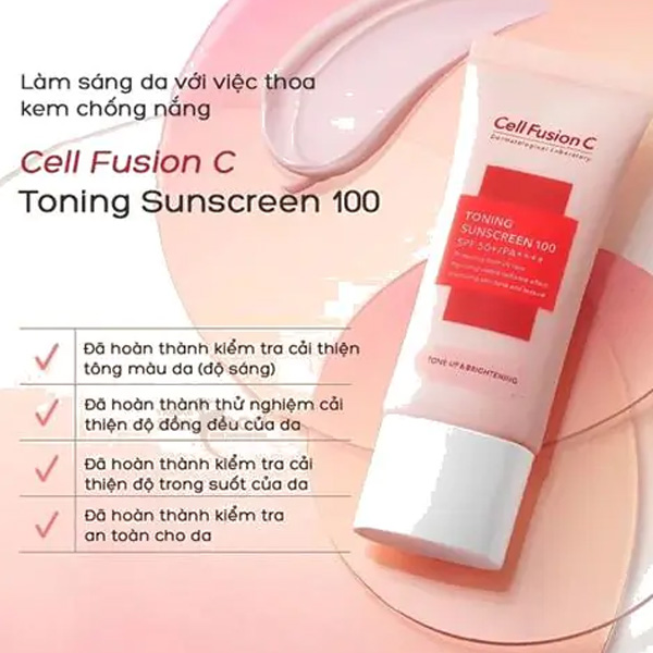 Hình ảnh minh họa củaKem Chống Nắng Nâng Tone Cell Fusion C Tone Up & Brightening 50ml SPF50+ PA++++ (Hồng)