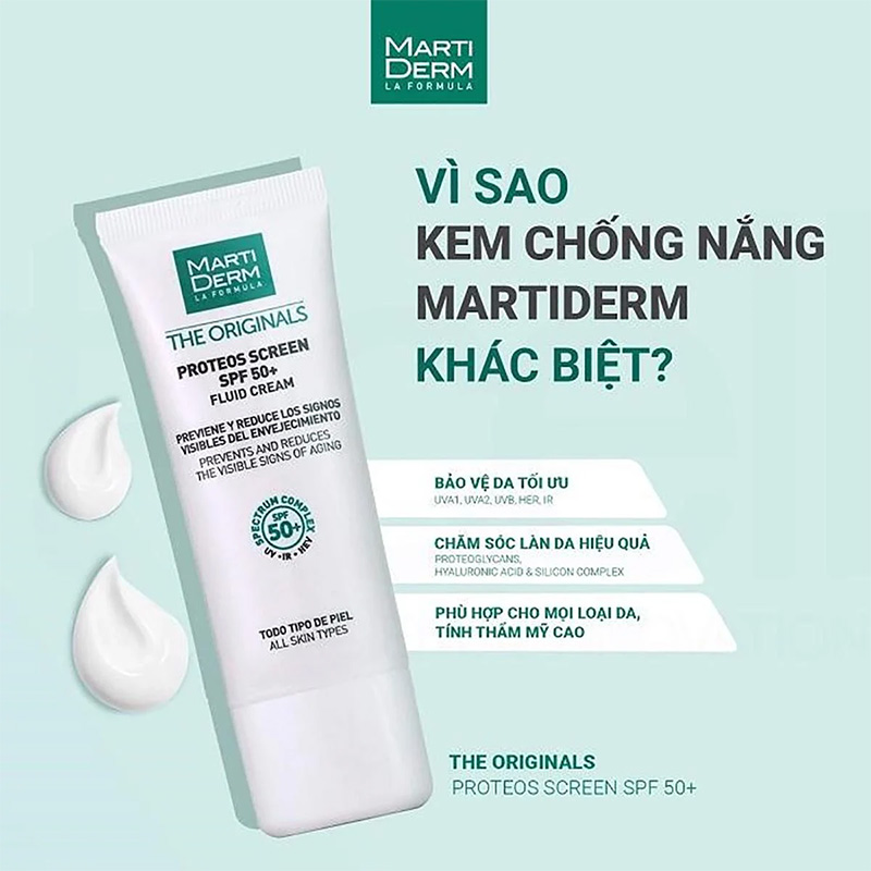 Hình ảnh minh họa củaKem Chống Nắng Phổ Rộng MartiDerm The Originals Proteos Screen SPF50+ Fluid Cream 40ml