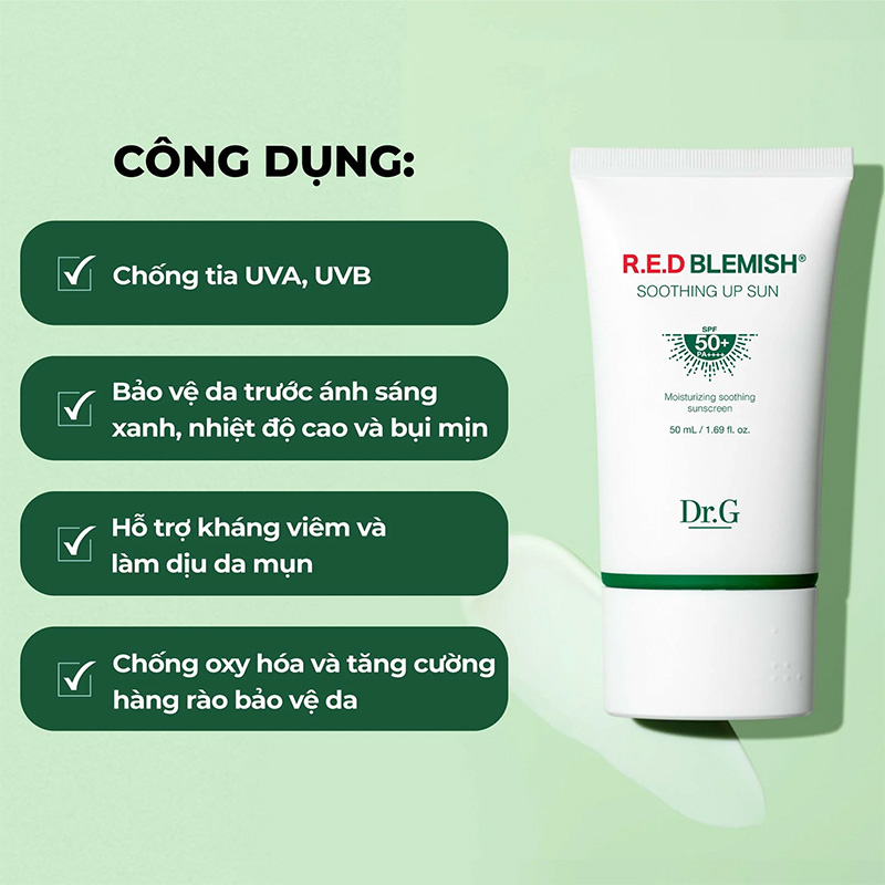 Hình ảnh minh họa củaKem Chống Nắng Phổ Rộng Cho Da Mụn Dr.G R.E.D Blemish Soothing Up Sun SPF50+ PA++++