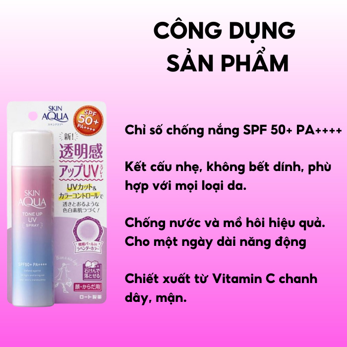 Hình ảnh minh họa củaXịt Chống Nắng Skin Aqua Tone Up UV Spray 70g SPF50+ PA++++