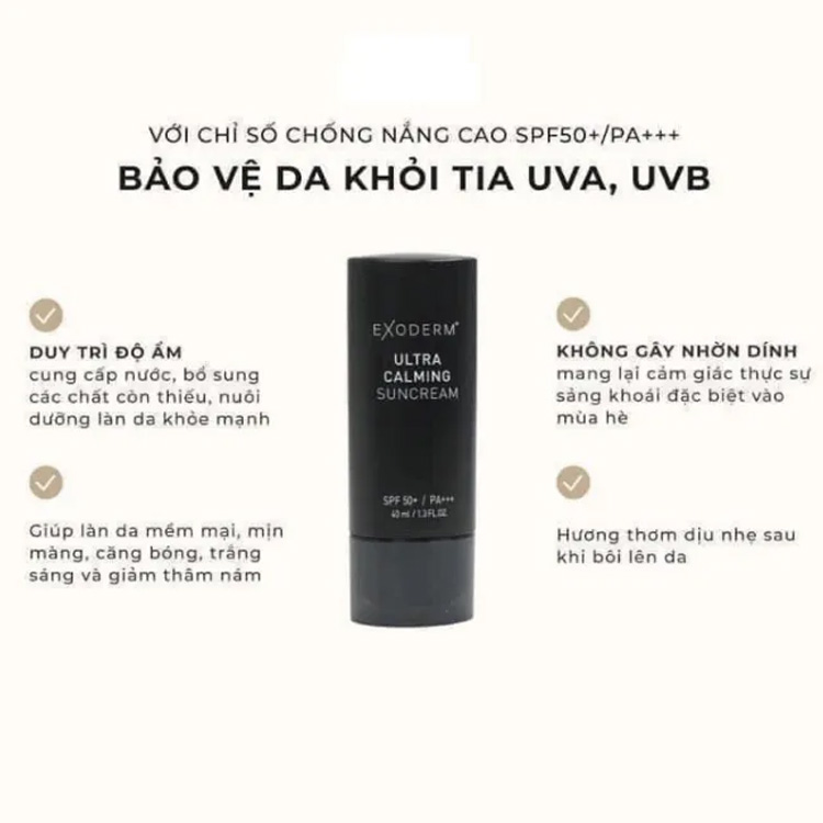 Hình ảnh minh họa củaKem Chống Nắng Vật Lý Nâng Tone Exoderm Ultra Calming Suncream 40ml SPF50+/PA+++ 