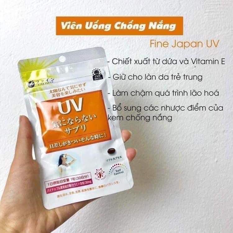 Hình ảnh minh họa củaViên Uống Chống Nắng UV Care Plus FINE JAPAN Hạn Chế Lão Hóa Da Và Giúp Da Sáng Mịn 30 viên