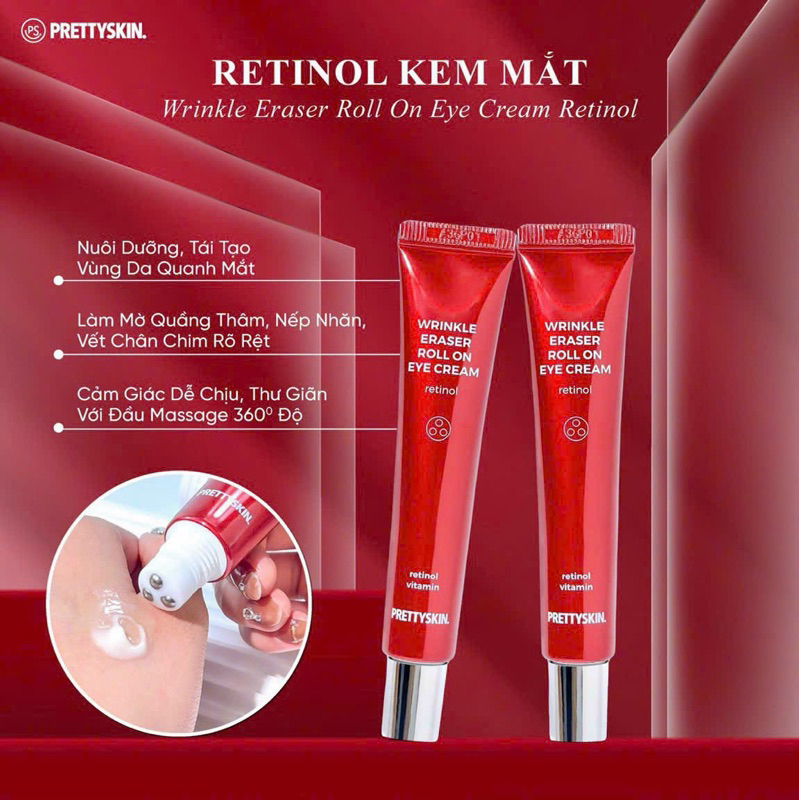 Hình ảnh minh họa củaKem Dưỡng Mắt Cải Thiện Nếp Nhăn Pretty Skin Wrinkle Eraser Roll Eye Cream Retinol 30ml