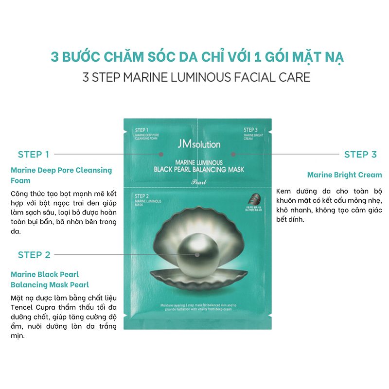 Hình ảnh minh họa củaMặt Nạ JM Solution Mask Ngọc Trai Đen