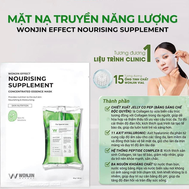 Hình ảnh minh họa củaMặt Nạ Wonjin Effect Concentrated Essence Mask Nourising Supplement (Xanh lá)