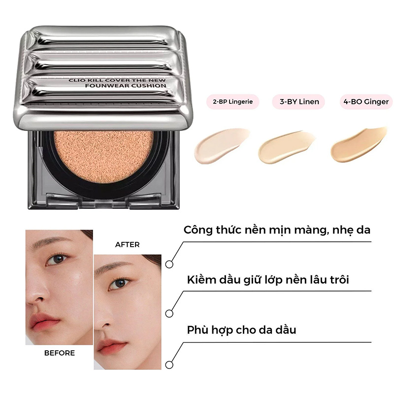 Hình ảnh minh họa củaPhấn Nước Cushion Clio Kill Cover The New Founwear Cushion Limited (Set Tặng 1 lõi 1 ốp)