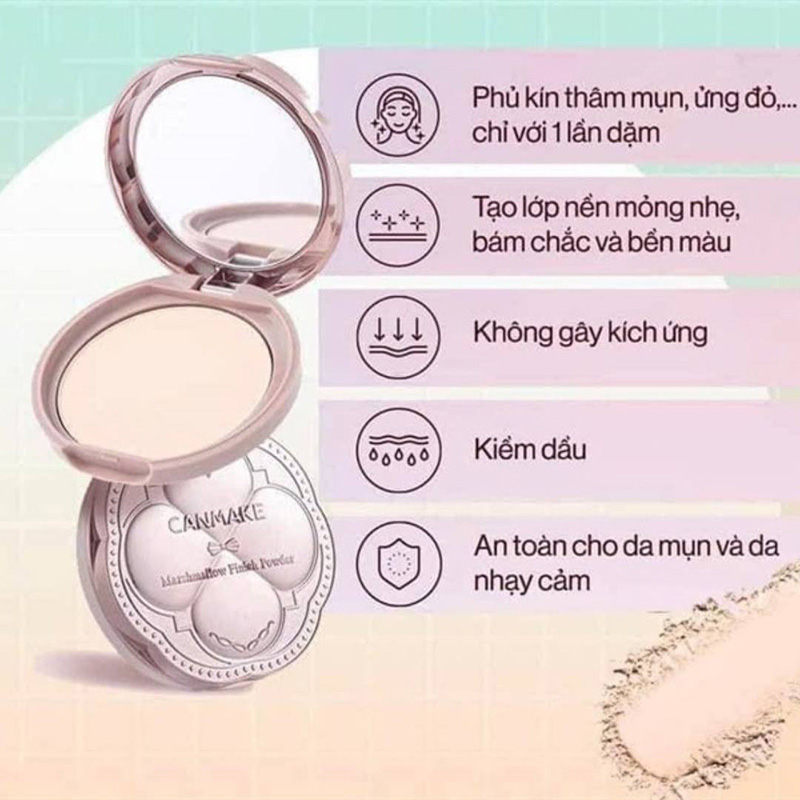 Hình ảnh minh họa củaPhấn Phủ Nén Kiềm Dầu, Siêu Mịn Canmake Marshmallow Finish Powder SPF50 PA+++ Màu MO