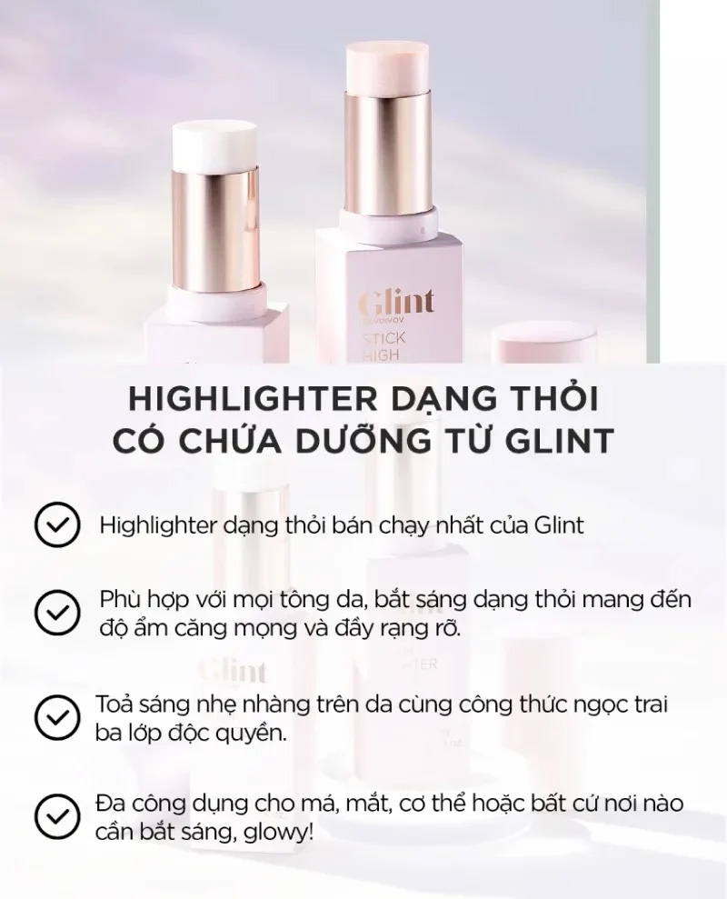 Hình ảnh minh họa củaNhũ Bắt Sáng Dạng Thỏi Glint By Vdivov Stick Highlighter Màu 2 Ngọc Trai