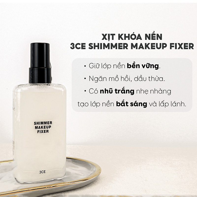 Hình ảnh minh họa củaXịt Khóa Nền 3CE Shimmer Makeup Fixer 100ml (Có Nhũ)