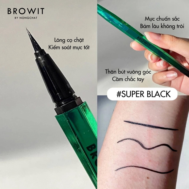 Hình ảnh minh họa củaKẻ mắt nước Browit by Nongchat Aurora Long Stay Eyeliner (xanh lá)