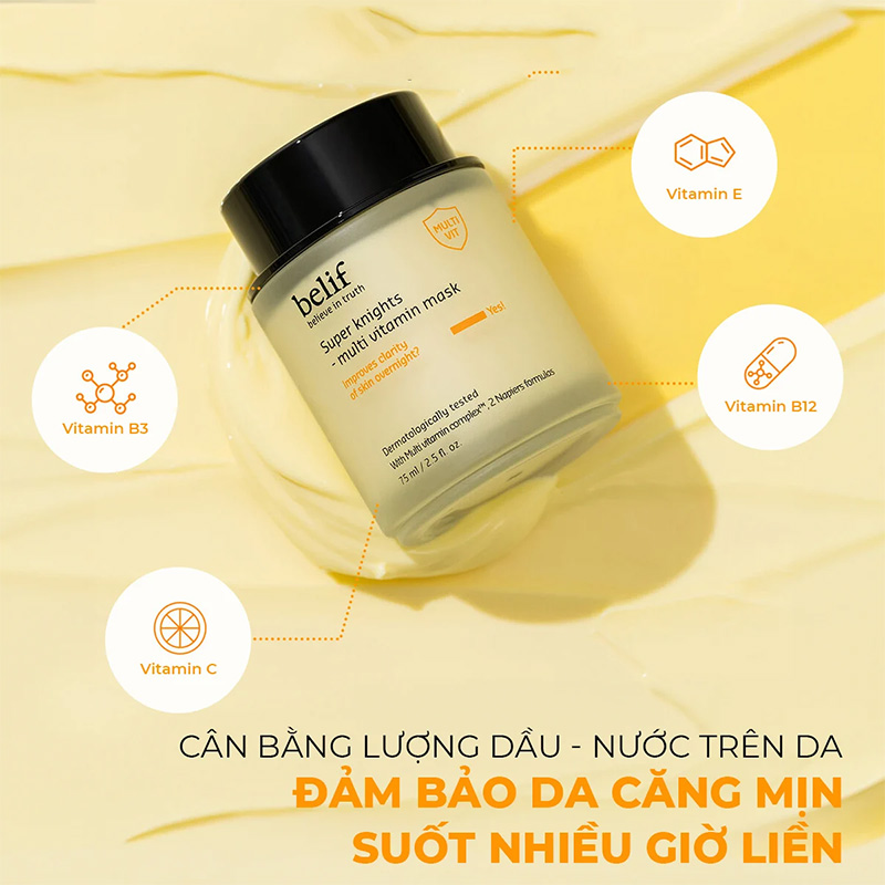 Hình ảnh minh họa củaMặt Nạ Ngủ Dưỡng Sáng Da Belif Super Knight Multi Vitamin Mask 75ml