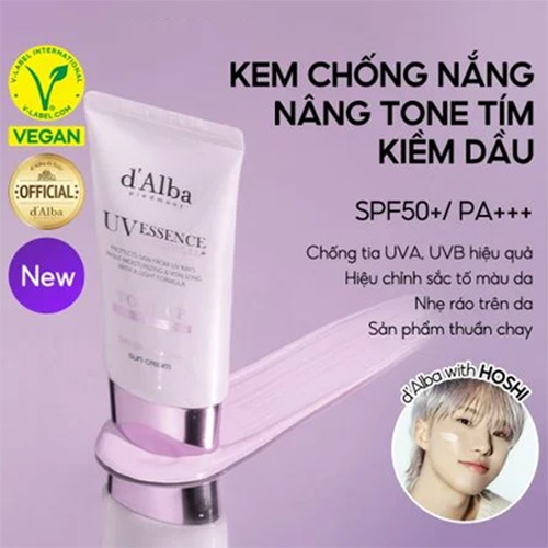 Hình ảnh minh họa củaKem Chống Nắng Nâng Tone, Hiệu Chỉnh Màu Da d'Alba Waterfull Tone Up PURPLE Correcting Sun Cream SPF50+ PA++++ 50ml Màu Tím