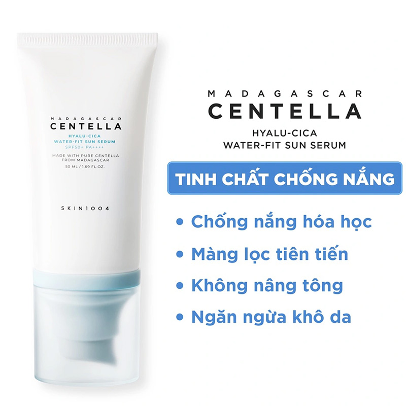 Hình ảnh minh họa củaKem Chống Nắng Dưỡng Ẩm Skin1004 Madagascar Centella Hyalu-Cica Water-Fit Sun Serum SPF 50+ PA++++ Màu Xanh