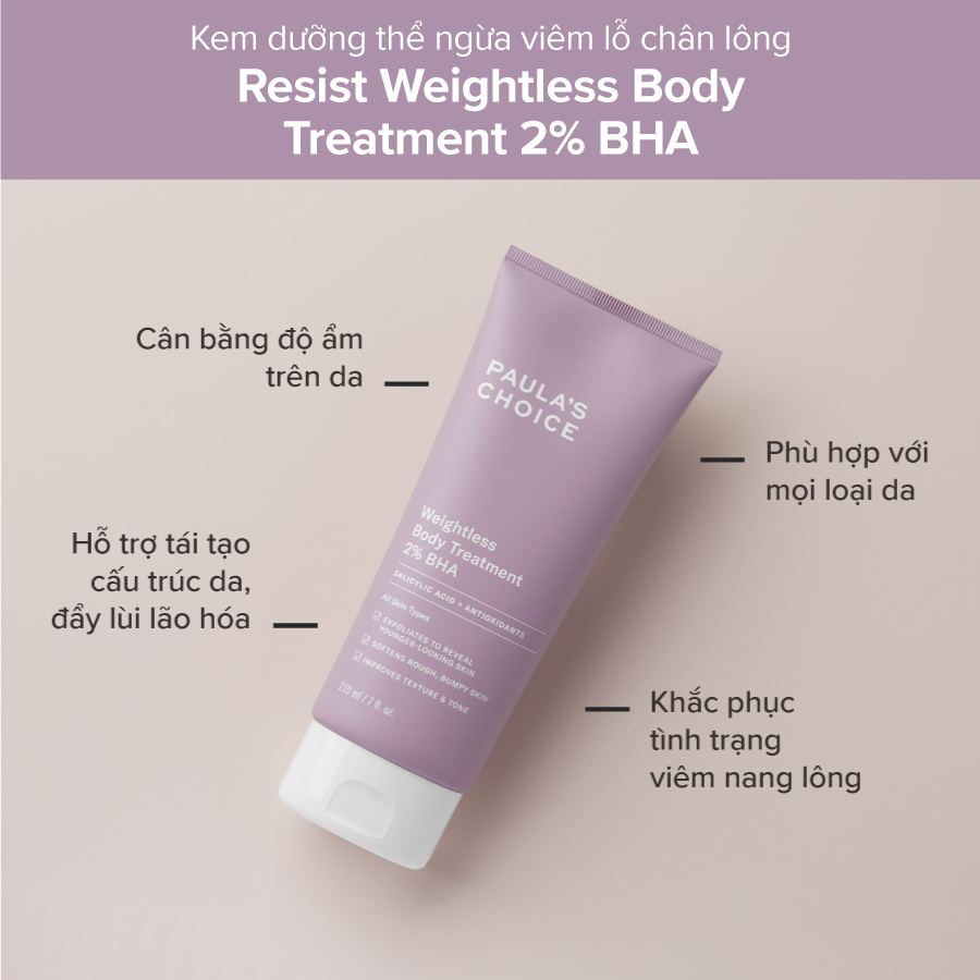 Hình ảnh minh họa củaKem dưỡng thể Paula’s Choice 2% BHA Weightless Body Treatment 210ml