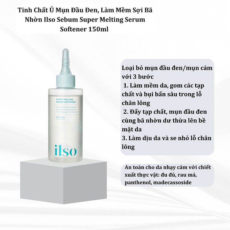 Hình ảnh minh họa củaTinh Chất Ủ Mụn Đầu Đen Ilso Sebum Super Melting Serum Softener 150ml