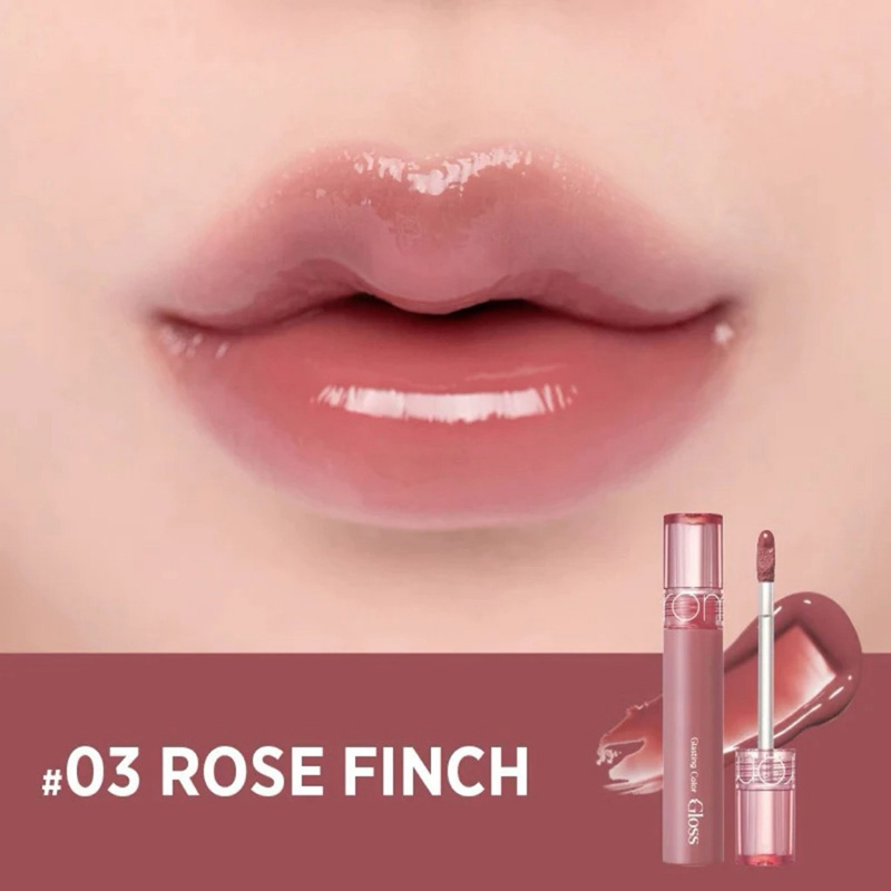 Hình ảnh minh họa của Son Bóng Thuần Chay Cho Môi Căng Mọng, Mềm Mịn Romand Glasting Color Gloss #03 ROSE FINCH