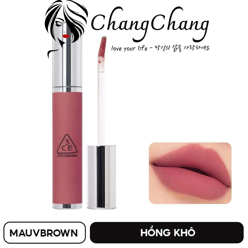 Son Kem Lì 3CE Hazy Lip Clay Mịn Mượt Môi - #MAUVBROWN