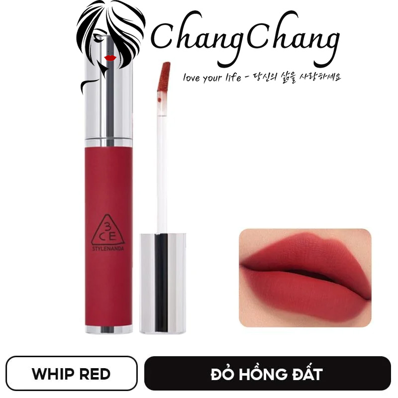 Son Kem Lì 3CE Hazy Lip Clay Mịn Mượt Môi - #WHIP RED