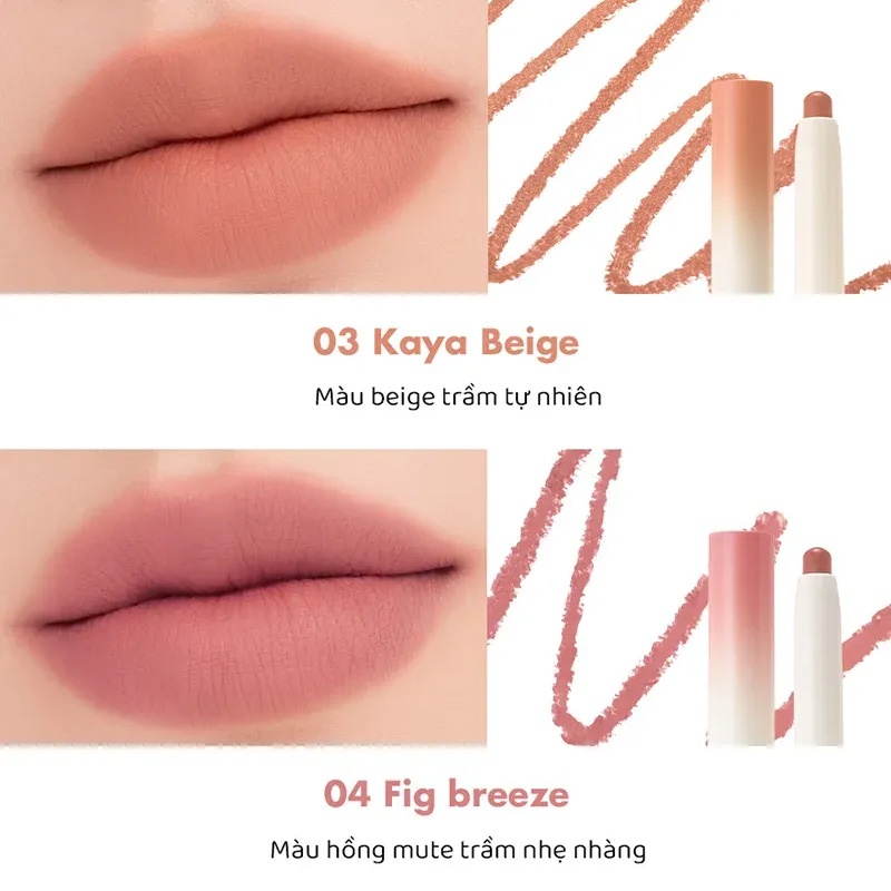 Hình ảnh minh họa củaChì Kẻ Viền Môi Nhung Lì, Lâu Trôi, Thiết Kế 2 Đầu Romand Lip Mate Pencil #04 FIG BREEZE