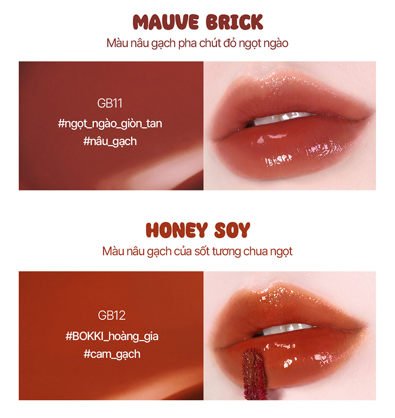 Hình ảnh minh họa củaSon Tint Bóng Black Rouge Glow Bokki Tint GB12–Cam Gạch