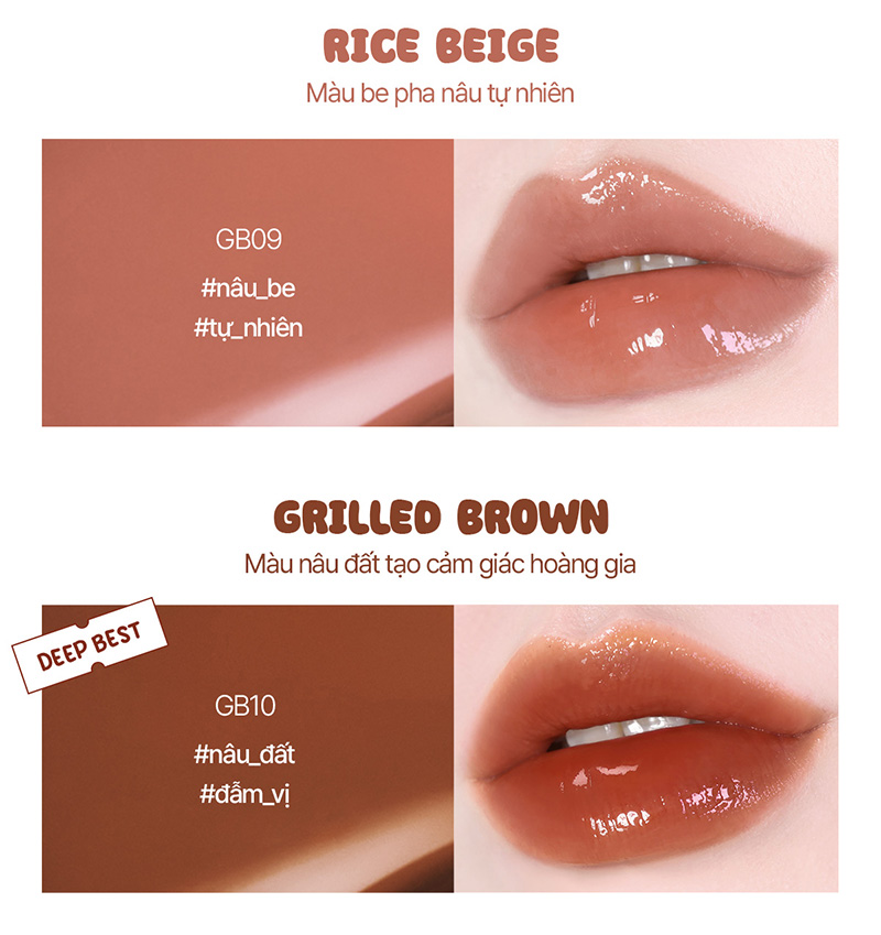 Hình ảnh minh họa củaSon Tint Bóng Black Rouge Glow Bokki Tint GB10–Nâu Đất