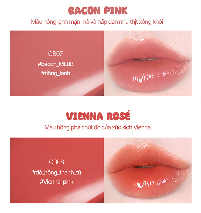 Hình ảnh minh họa củaSon Tint Bóng Black Rouge Glow Bokki Tint GB08–Hồng Đất