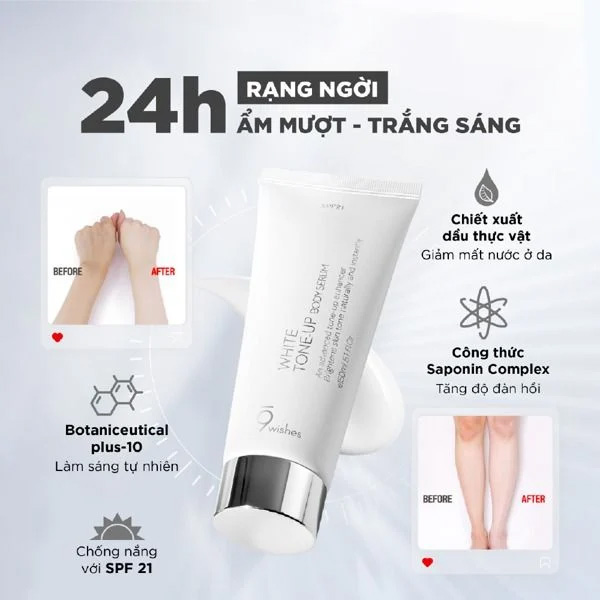 Hình ảnh minh họa củaKem Dưỡng Thể 9Wishes White Tone Up Body Serum SPF21 150ml