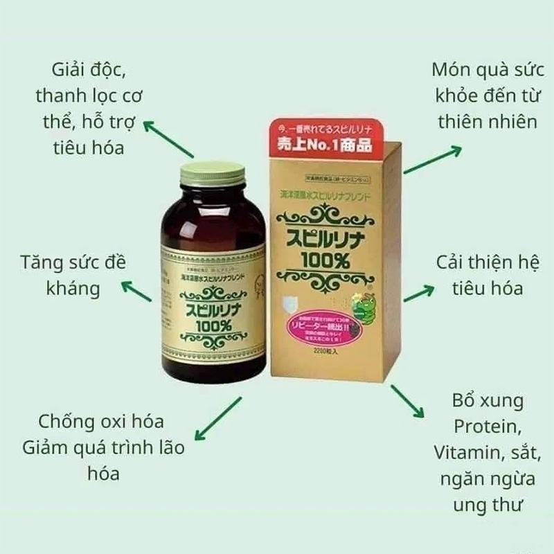 Hình ảnh minh họa củaTảo xoắn Spirulina Nhật Bản nội địa Nhật Bản Hộp 2200 viên