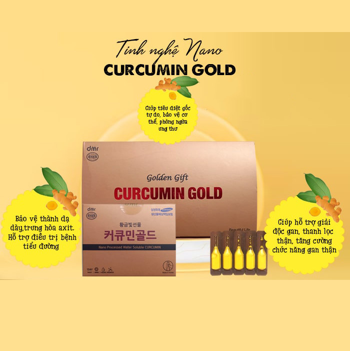 Hình ảnh minh họa củaTinh nghệ Nano Golden Gift Curcumin Gold Hàn Quốc 100 Tép