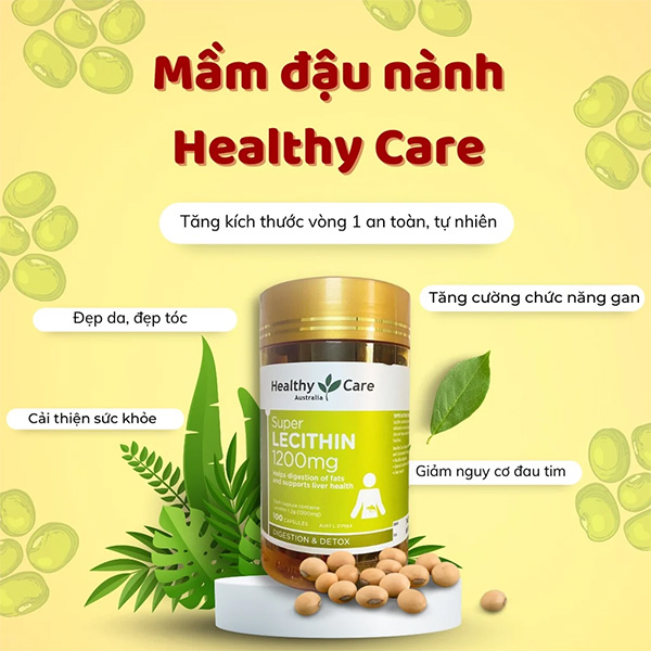 Hình ảnh minh họa củaTinh chất mầm đậu nành Healthy Care Super Lecithin 1200mg