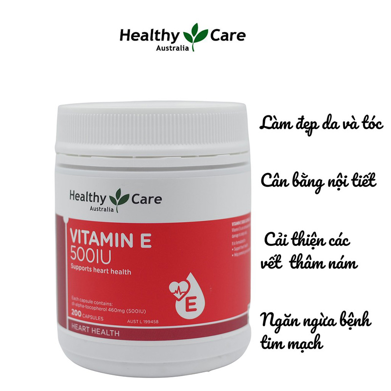 Hình ảnh minh họa củaViên uống Vitamin E 500IU Healthy Care